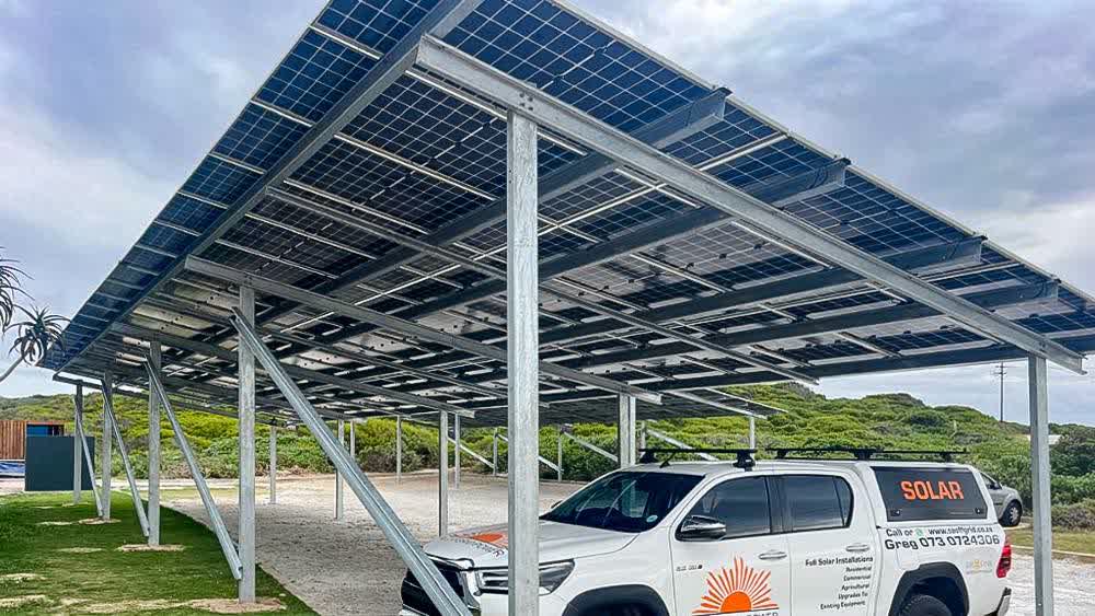 Solar carport panels over a Gqeberha (Port Elizabeth) car park