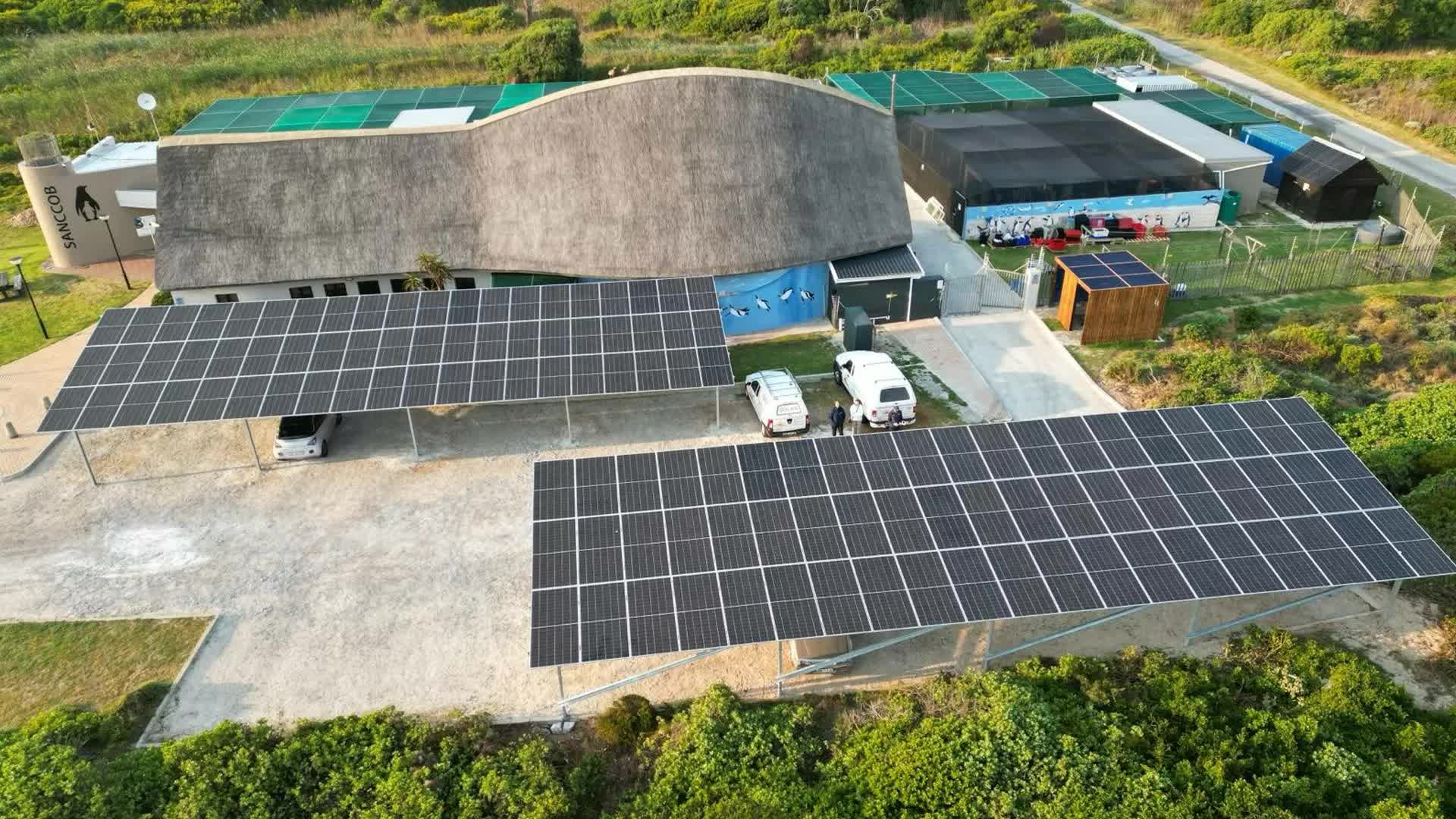 A commercial rooftop solar array on an Eastern Cape business